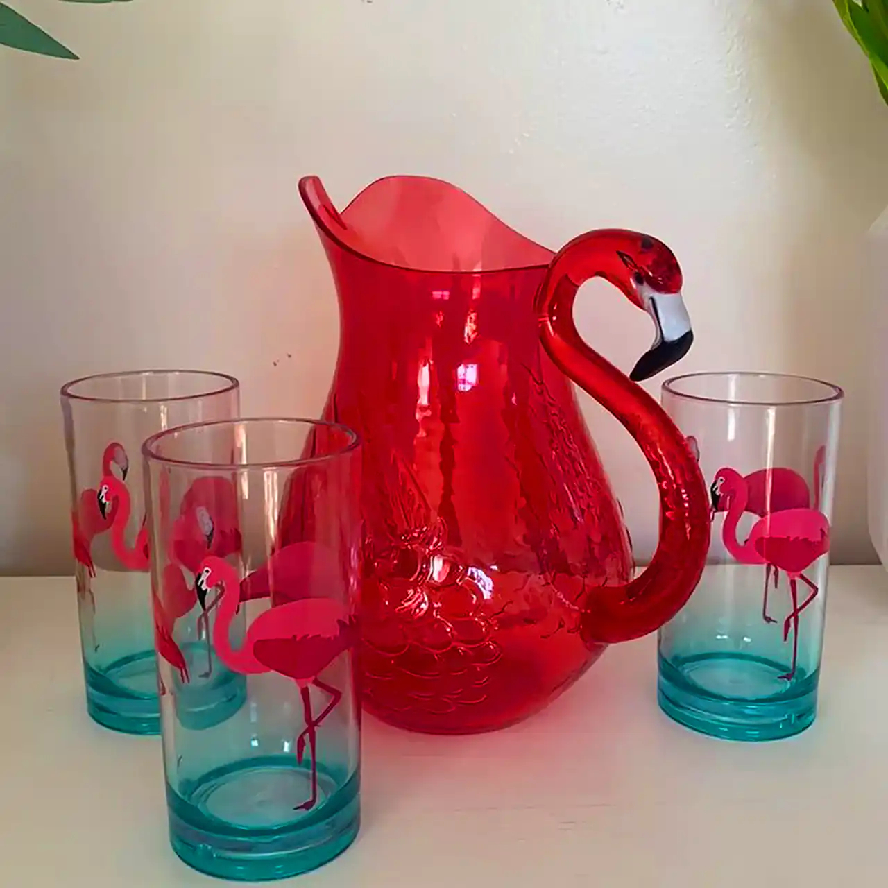ست پارچ و لیوان فانتزی شیشه ای