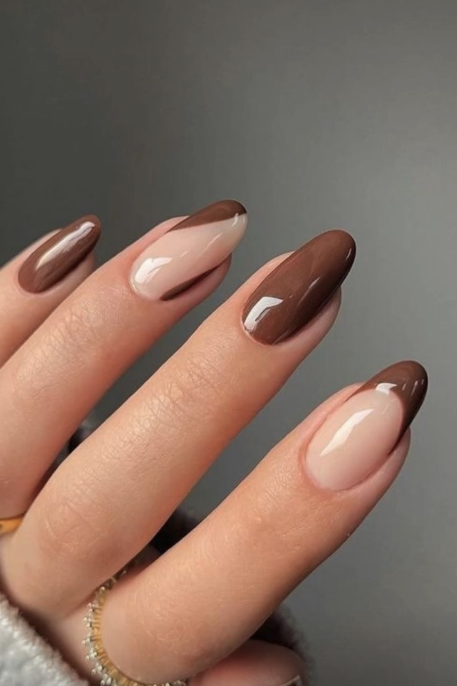 مدل ناخن فرنچ قهوه ای