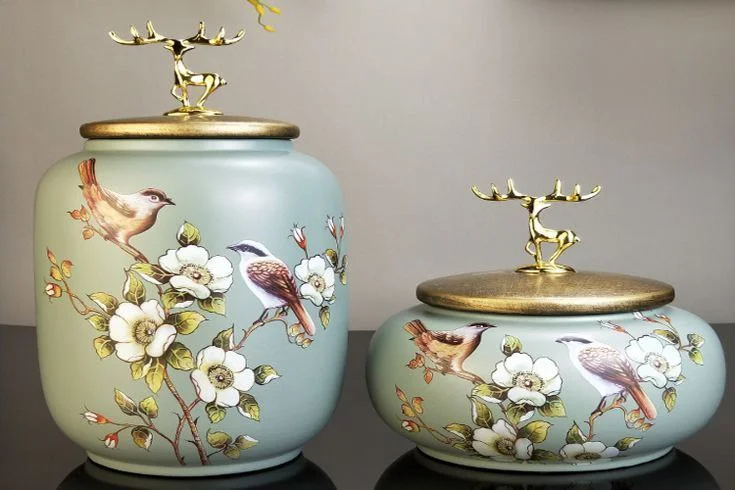 ظروف دکوری سفالی رنگی و طرح دار
