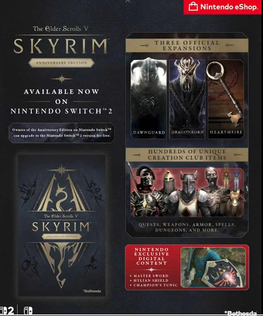 بازی The Elder Scrolls V: Skyrim برای نینتندو سوییچ ۲ عرضه شد - نمابان و به نقل از گیمفا