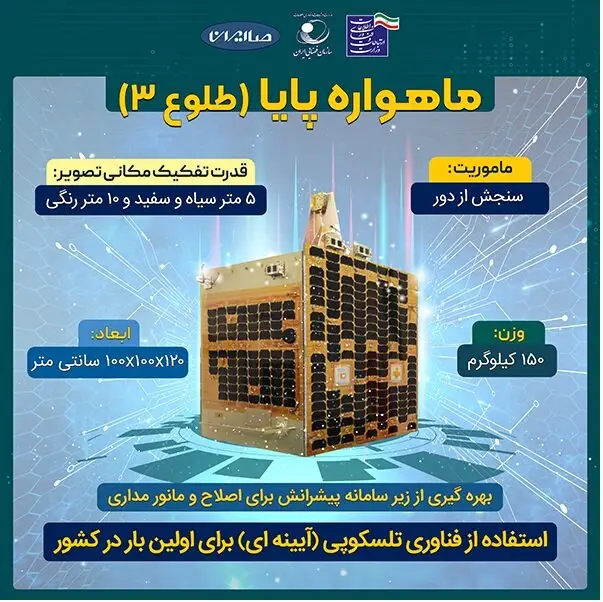 پایا (طلوع ۳)؛ پیشرفته‌ترین ماهواره تصویربرداری بومی ایران با دقت ۳ متری