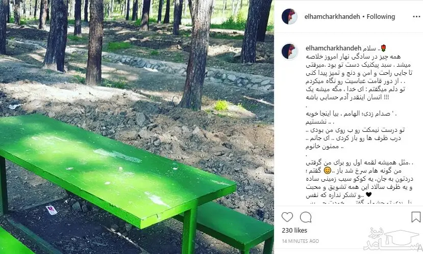 نامه الهام چرخنده به همسرش