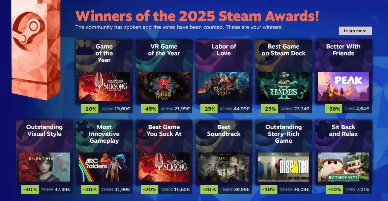 برندگان Steam Awards 2025 اعلام شدند؛ Expedition 33 بازی سال گیمر‌های کامپیوتر نشد! | نمابان و به نقل از گیمفا