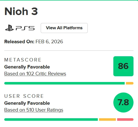 نقدها و نمرات بازی Nioh 3 منتشر شدند [به‌روزرسانی شد] | نمابان و به نقل از گیمفا