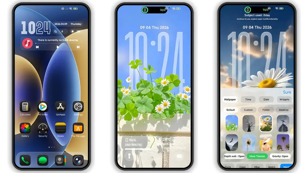 نمای سه گوشی هوشمند شیائومی (Xiaomi) با تم Blackess Pro