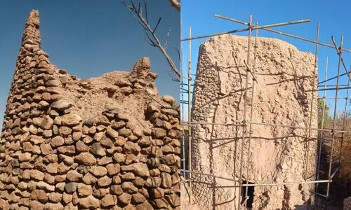 مردم یزد به پا خاستند؛ مرمت شگفت‌انگیز ۲ برج تاریخی با دست‌های خودشان + فیلم