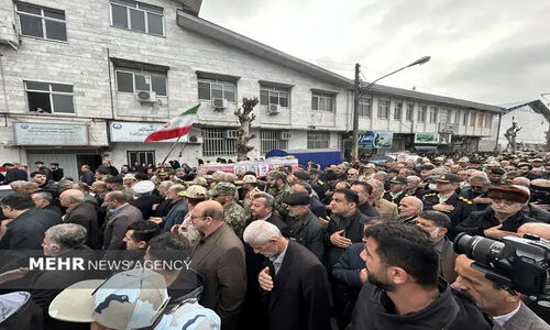 تشییع باشکوه پیکر شهید امنیت امیرحسام جوینده در صومعه‌سرا؛ مردم تا گلزار شهدا بدرقه کردند