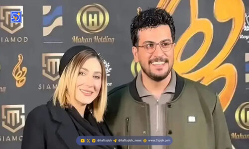 شوخی جنجالی امیرحسین قیاسی با همسرش در فرش قرمز جشن حافظ که همه را خنداند! + فیلم