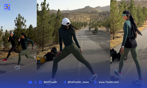 نگ عکس های فائزه نسائی و تمریناتش با لباس چسبان در پارک جنگلی