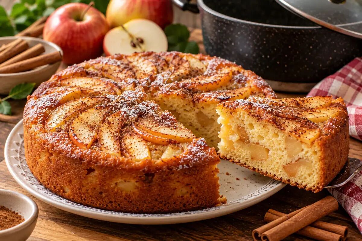 طرز تهیه کیک سیب و دارچین بدون فر در قابلمه
